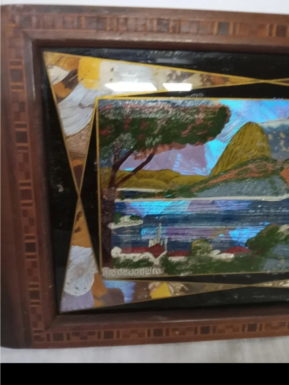 Vintage  Daniel Teixeira Wooden Tray,  Rio De Janeiro Iridescent